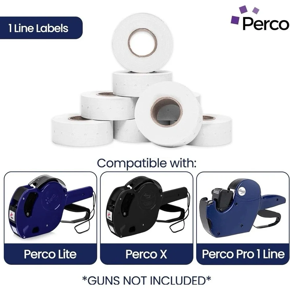 Perco 1 Line White Labels - 10 Sleeves, 8,000 Blank Price Each - 80,000 Total